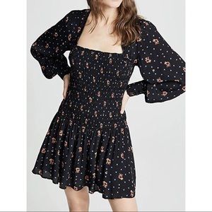 NWT Free People Two Faces Black Floral Mini Dress Sz XS